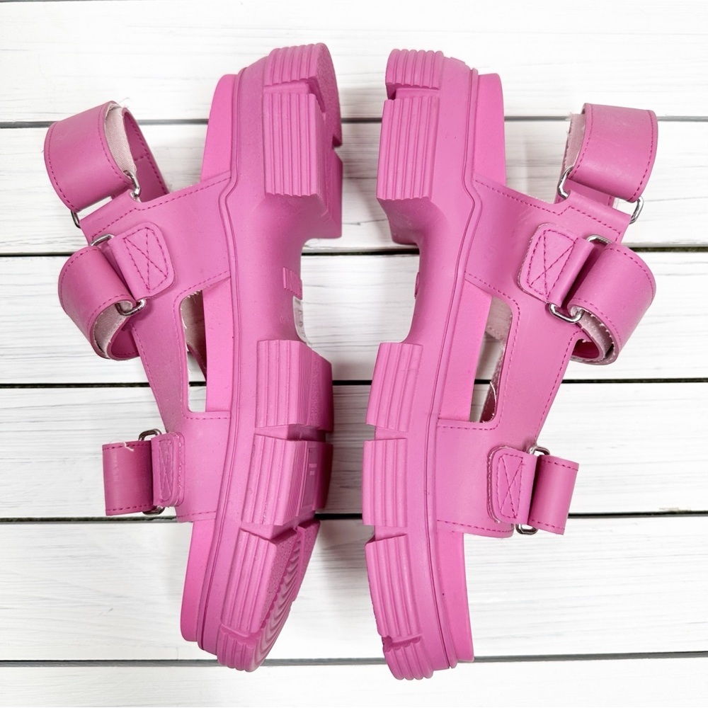 GANNI Recycled Rubber Chunky Logo Pink Platform Sandal 40 - Picture 8 of 12